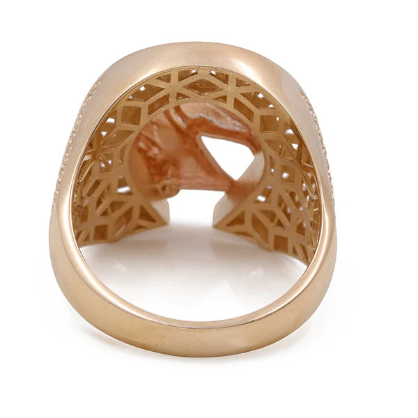 14K Yellow and Rose Gold Men’s Rings Horse Shoe / CZ / Size 10.5 / Weight: 8.2 GR / COMR4FS-23