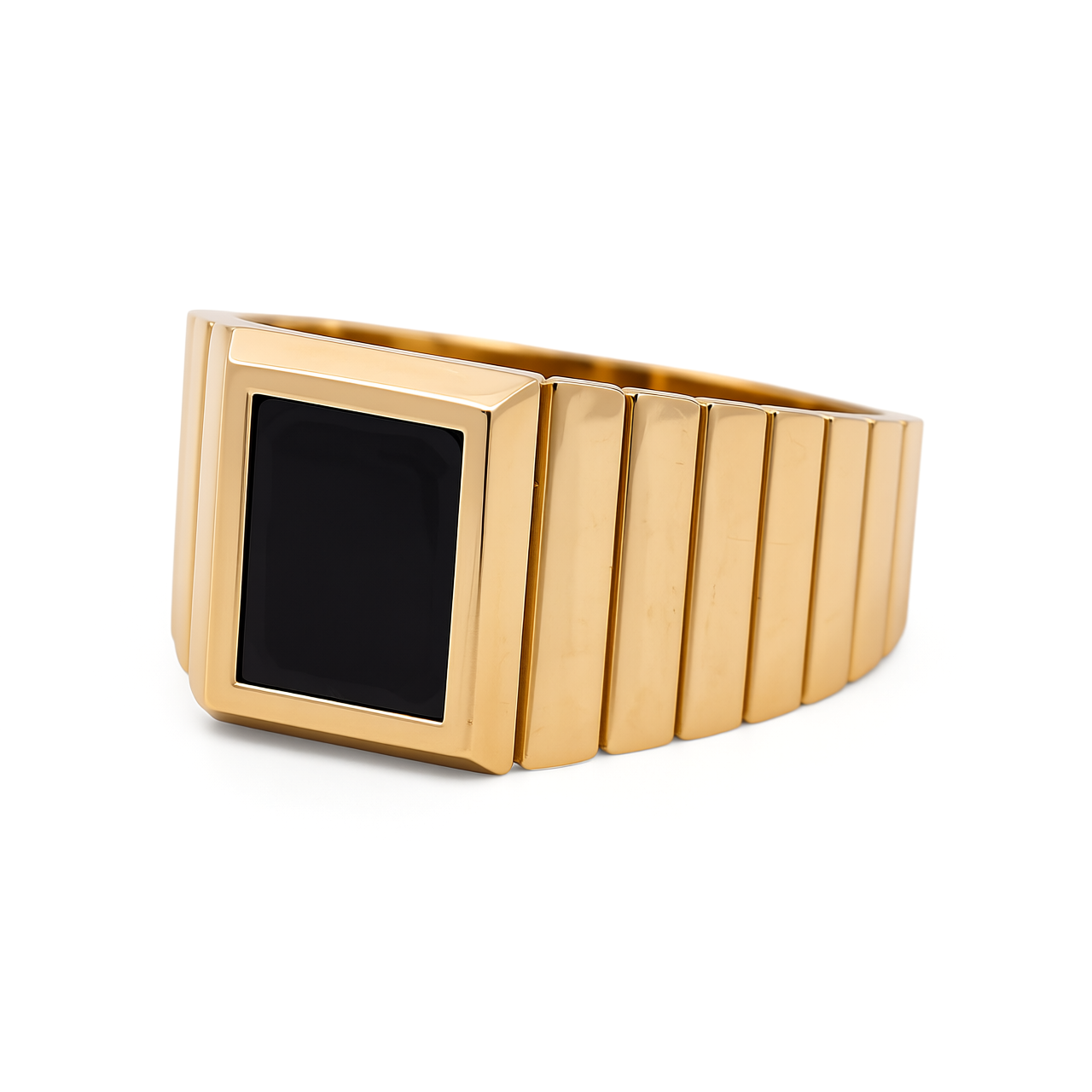 14K Yellow Gold Fashion SQ Men's Ring with Onyx / Size: 11.5 / Weight: 5.8 GR / CQMR4FS