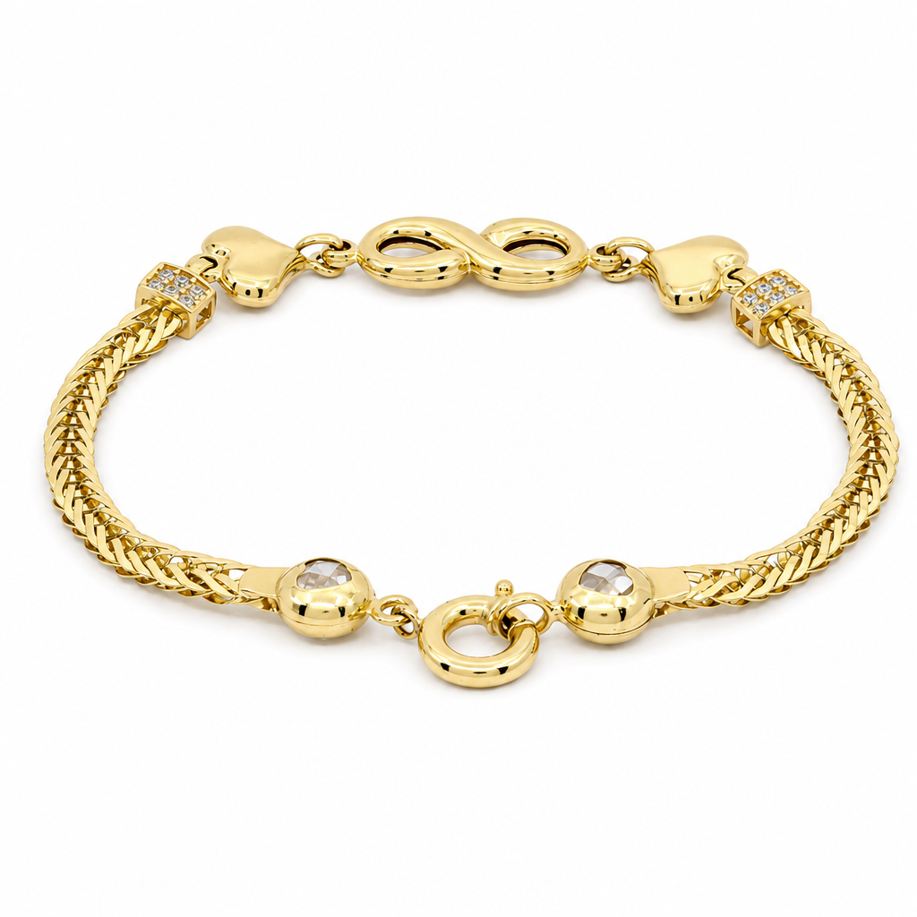 14K Yellow Gold Women's Bracelet with Infinity and Cz / Size: 7.5" / Weight: 6.1  GR / DOWB4IFHR