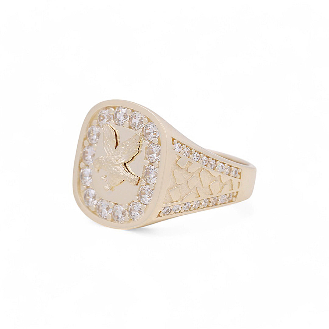 10K Yellow Gold Eagle Men's Ring / CZ / Size: 9.5 / Weight: 6.3 GR / DPMR0EG