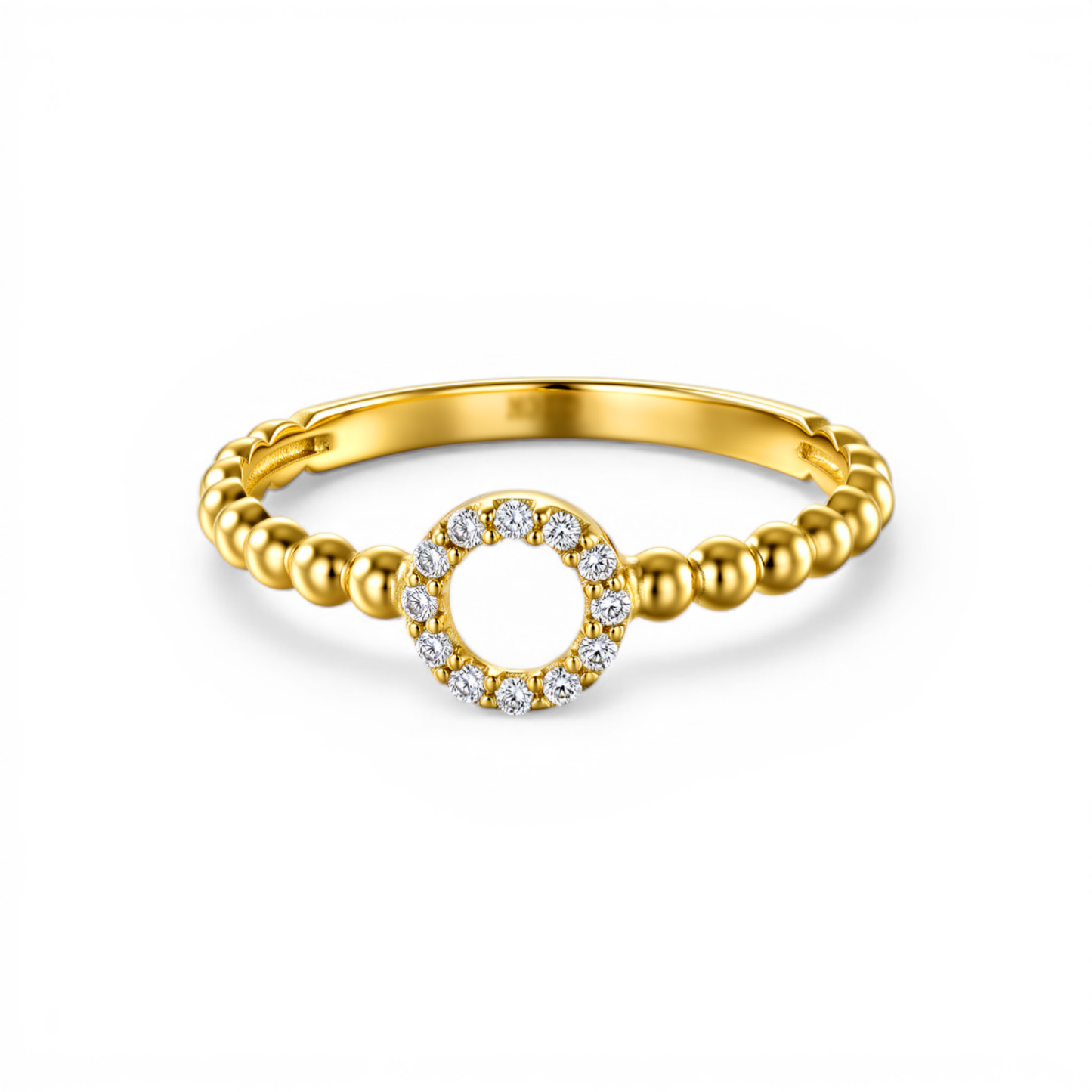 10K Yellow Gold Fashion Women's Ring with Cz / Size: 8 / Weight: 1.2 GR