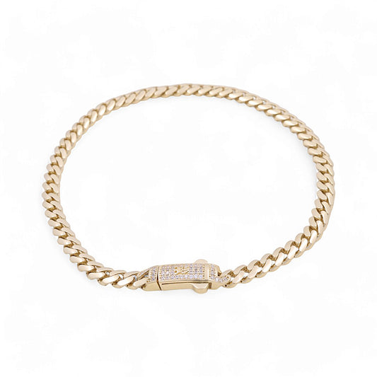 14K Yellow Gold Monaco Anklet Bracelets / Stone: CZ / Size 5mm 10" / Weight 12.8 GR / COAB4MON5-10