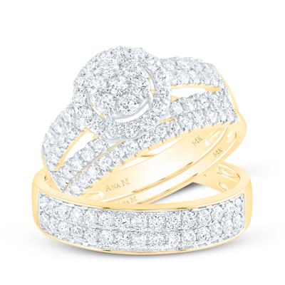 14K Yellow Gold Diamond Trio Set / Size 7 & 10 / Stone: 1 3/4 Ctw Diamond / 153690
