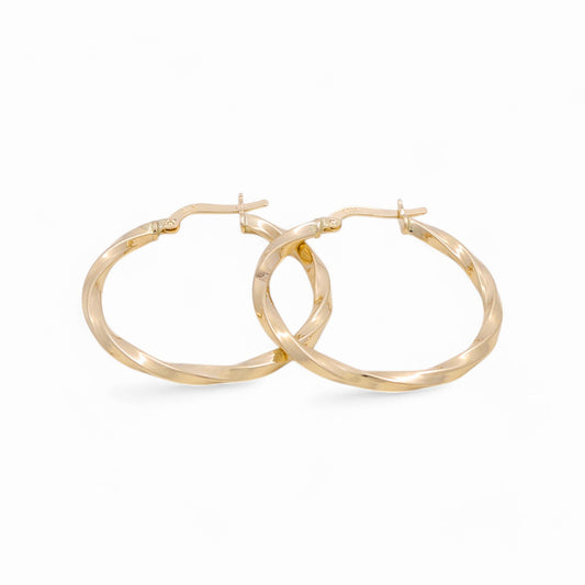 14K Yellow Gold Twist Hoops Earrings / Size: 2.5mm X 26.5mm / Weight: 2.2 GR / KOEH4TR2.5x26.5