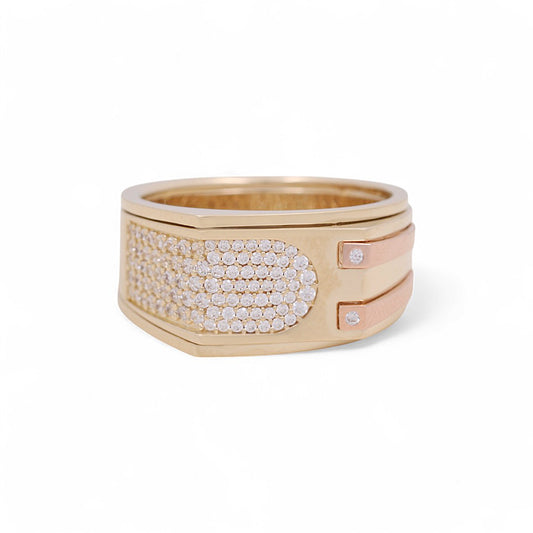 14K Yellow and Rose Gold Fashion Men's Ring / Stone: CZ / Size:10 / Weight: 9.8 GR / 711-00199