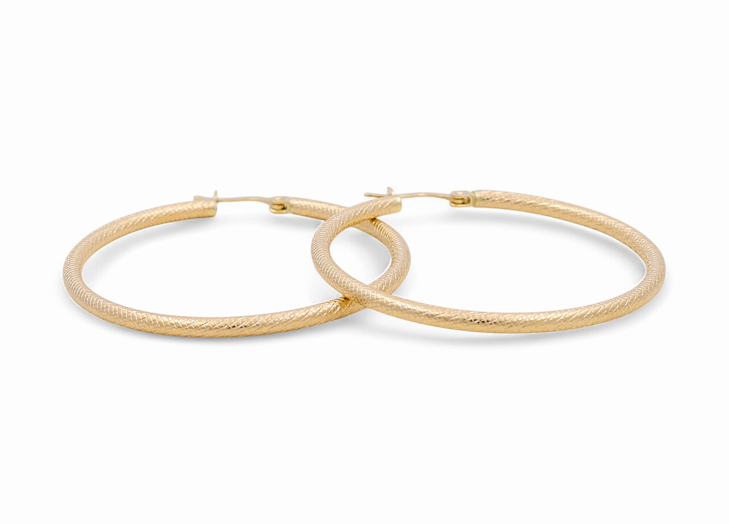 14K Yellow Gold Diamond Cut Hoops Earrings / Size: 2.5mm X 42mm / Weight: 4.8 GR / DPEH4DC2.5x42