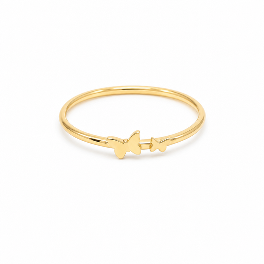 10K Yellow Gold Two Butterfly Women's Ring / Size: 8 / Weight: 0.7 GR / DQWR0BT-4