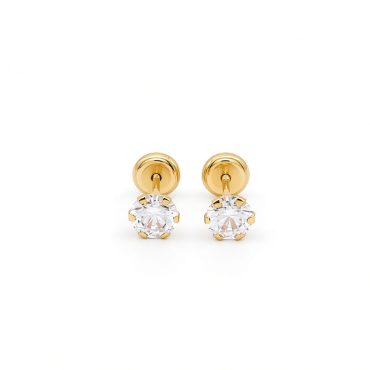 14K Yellow Gold Fashion Stud Earrings with Cz / 6-335101PS5