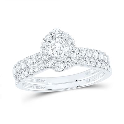 14K White Gold Diamond Single Halo Bridal Ring / Size: 7 / 169395
