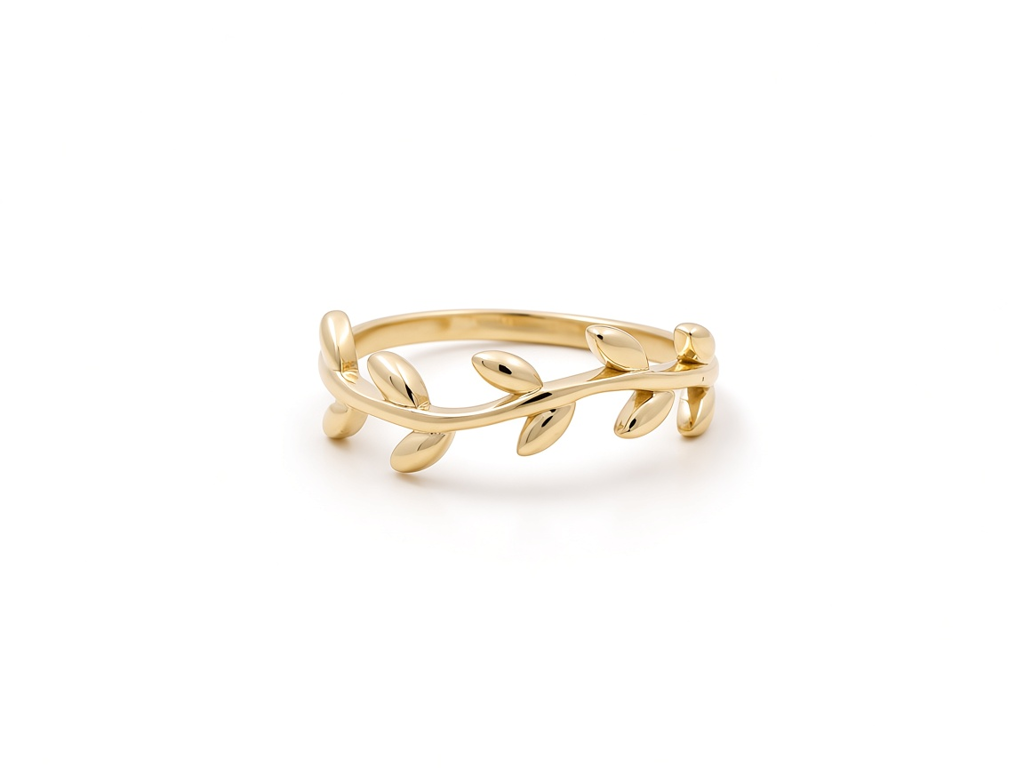 10K Yellow Gold Leaves Women's Ring / Size: 8 / Weight: 1.8 GR / DQWR0FS-33