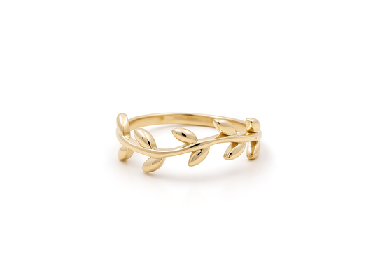 Anillo de hojas para mujer de oro amarillo 10K / Talla: 8 / Peso: 1.8 GR / DQWR0FS-33