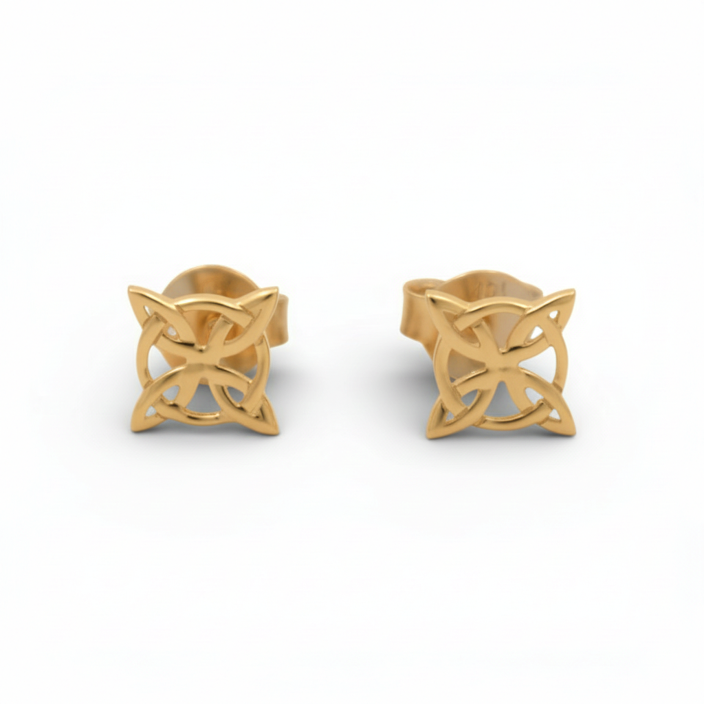 10K Yellow Gold Witch's Knot Stud Earrings / Weight: 0.7 GR