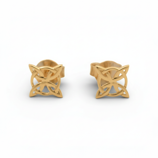 10K Yellow Gold Witch's Knot Stud Earrings / Weight: 0.7 GR
