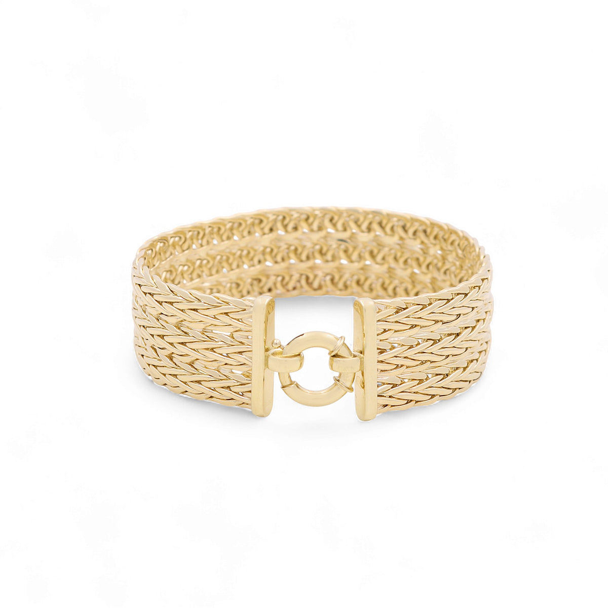 Pulsera de diseño para mujer de oro amarillo 10K / Medida: 24mm 7.5" / Peso: 23.5 GR / P10B-367