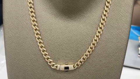 10K Yellow Gold Fashion Monaco Semisolid Chain / Stone: Cz / Size: 7mm 17.5" / Weight: 21.5 GR