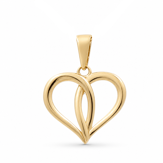 14K Yellow Gold Fashion Heart Pendant / Size: 15MM / Weight: 1 GR / DQPD4HR-5
