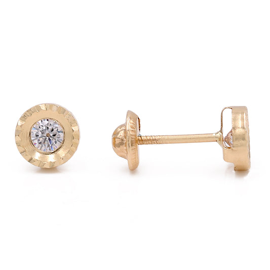 14k Yellow Gold Stud Earrings With Cz / 6-452301PS3