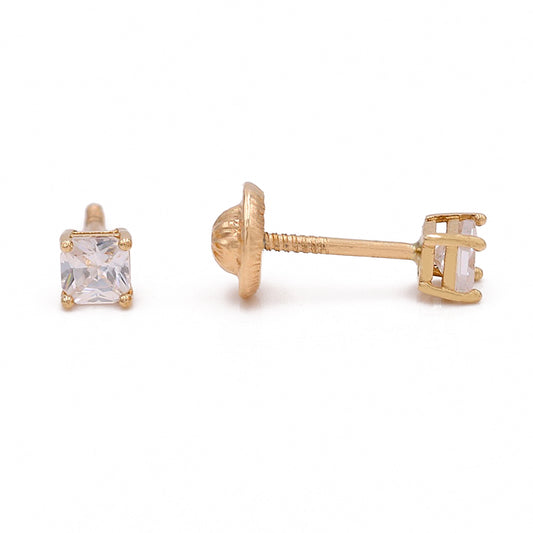 14k Yellow Gold Stud Earrings with Cz / 6-398101PS3