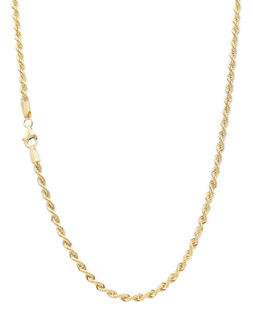 14K Yellow Gold Hollow Rope Link Chain / Size: 3mm 24" / Weight: 6.8GR / HCCACH4RP3-24