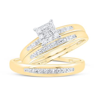 10k  Yellow Gold Diamond Trio Set  / Size: Sz:7 & Sz:10  / 96754