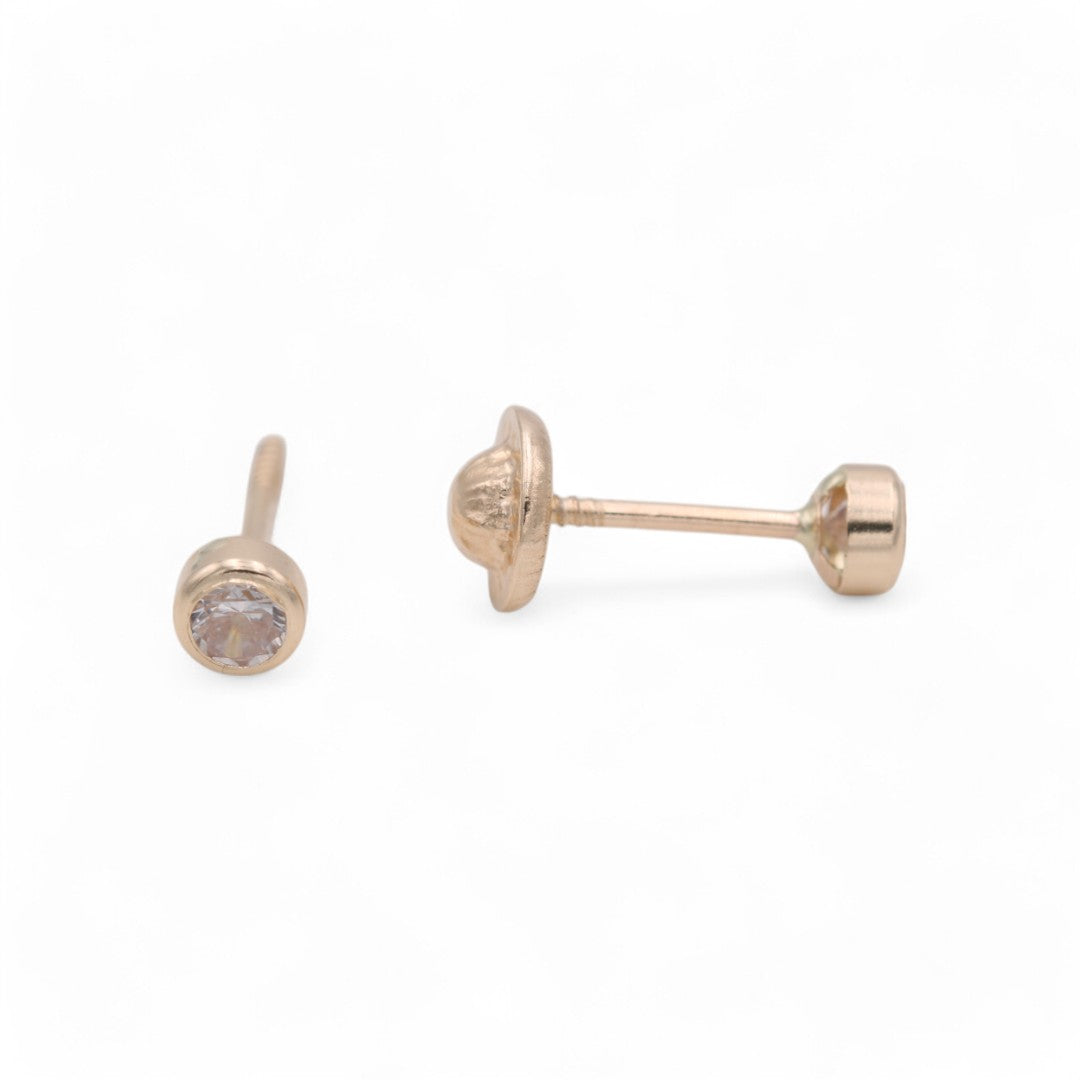 14k Yellow Gold Stud Earrings With Cz / 6-CH-R-3