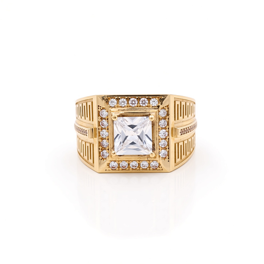 14K Yellow Gold Square Men's Ring / Size: 11 / Weight: 12.7 GR / BOMR4FS-17