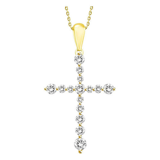 10K Yellow Gold Diamond Necklace with Cross Pendant / Stone: 0.25 CT/ Size: 18"/ 218638Y