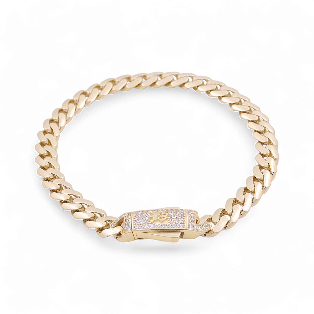 14K Yellow Gold Semisolid Monaco Bracelets / Stone: Cz / Size 7mm 8" / Weight 11.8 GR / COMB4MON7-8