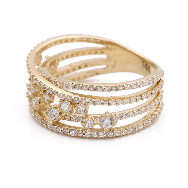 14k Yellow Gold Fashion Women's Ring with CZ / Weight: 4.2 GR