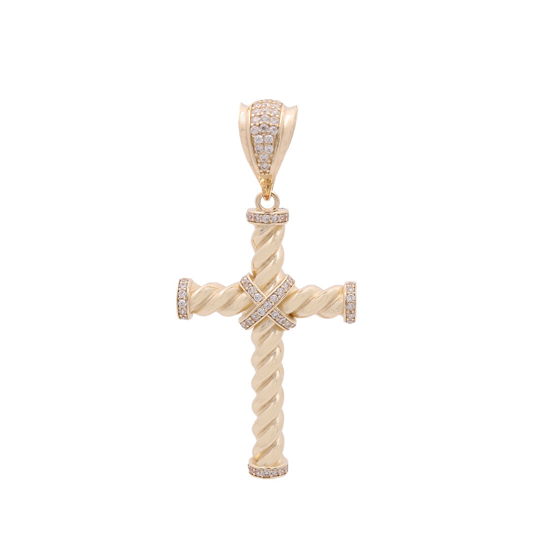 14K Yellow Gold and CZ Cross Pendant / ISPD4CS-3