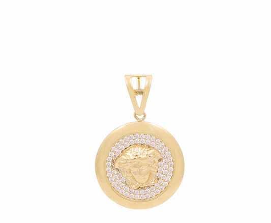 14K Yellow Gold Medusa's Medal Pendant with Cz / Weight: 6.2 GR / DOPD4VS-6