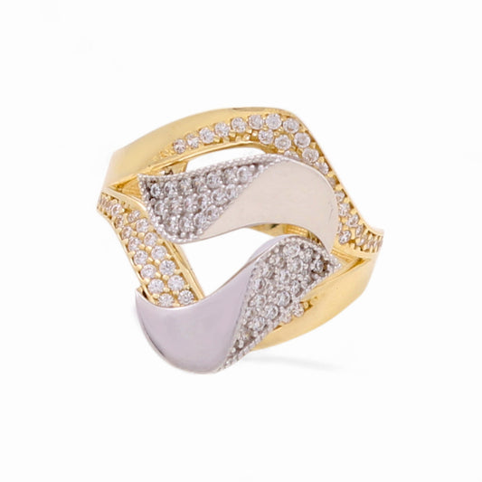 14k Two Tone Fashion Women's Ring with Cz / Weight 4.2 GR /  COWRTT4FS-7