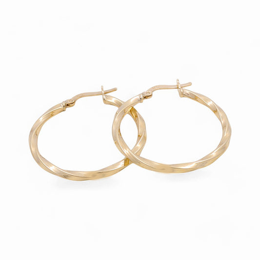 10K Yellow Gold Twist Hoops Earrings / Size: 2.5mm X 26.5mm / Weight: 2.1 GR / KOEH0TR2.5x26.5