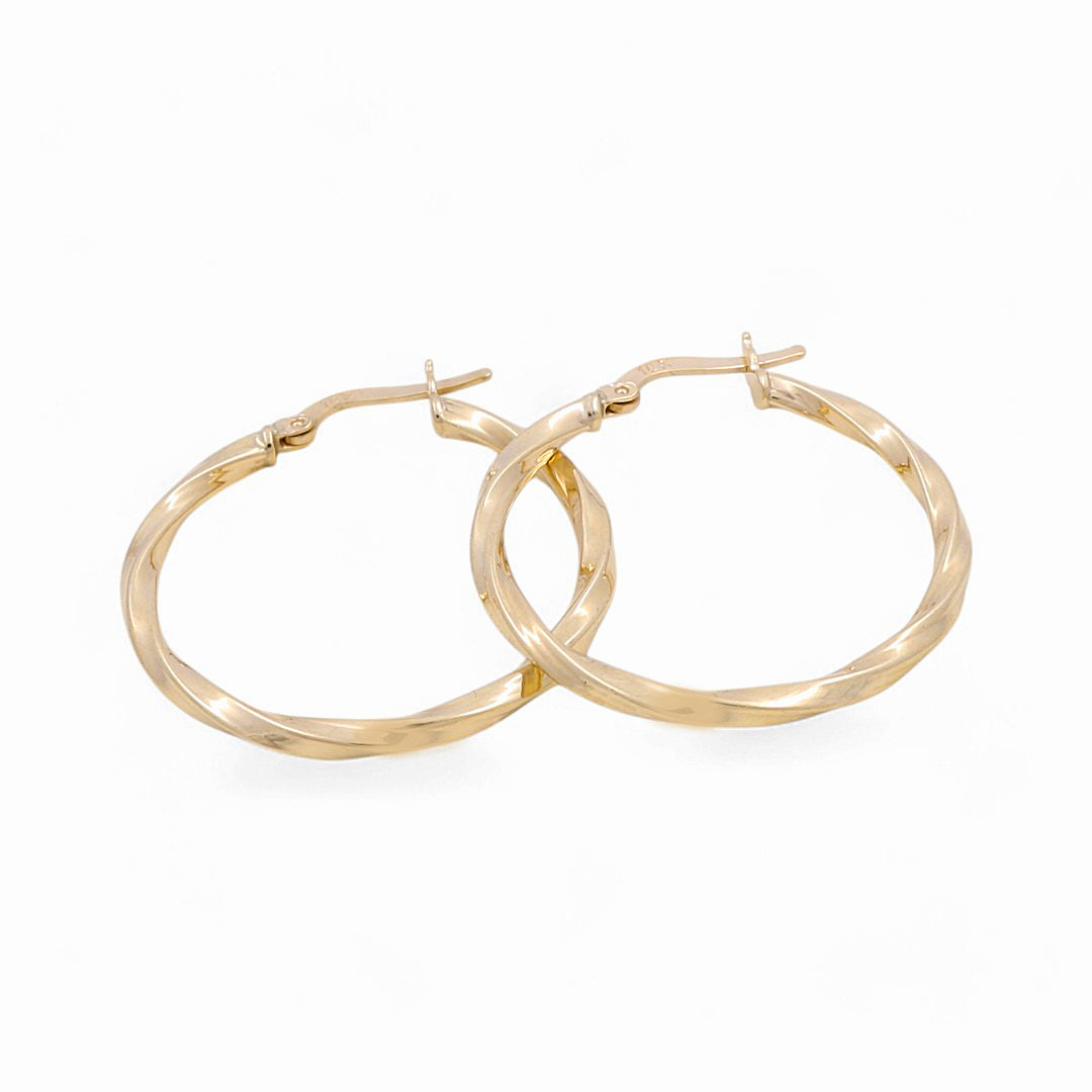 10K Yellow Gold Twist Hoops Earrings / Size: 3mm X 15.5mm / Weight: 1.8 GR / KOEH0TR3x15.5