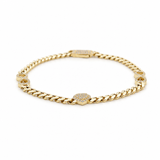 10K Yellow Gold Monaco Women's Bracelet with Infinity and Heart / Cz / Size: 7" 4MM / Weight: 5.2 GR / DQWB0IFHR