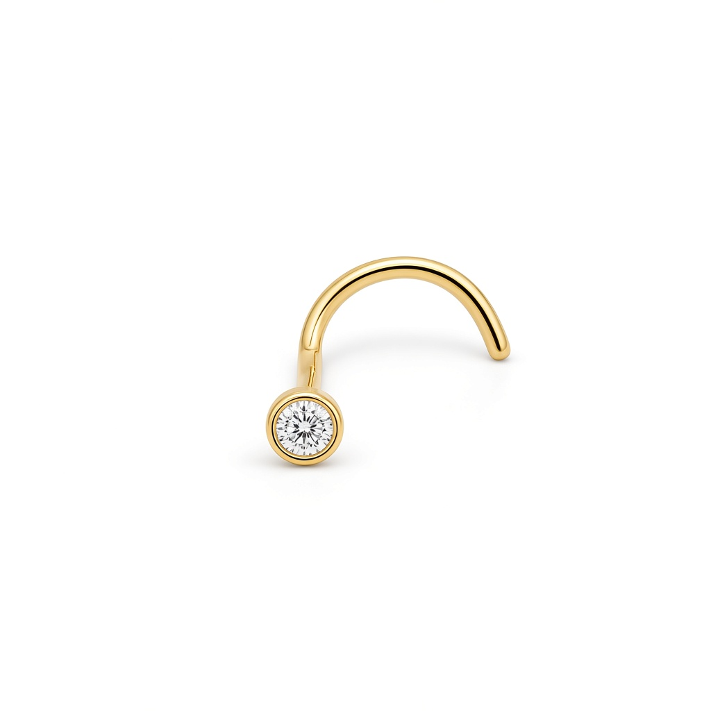 14K Yellow Gold Fashion Small Piercing with Cz Stone / 6-956101KS