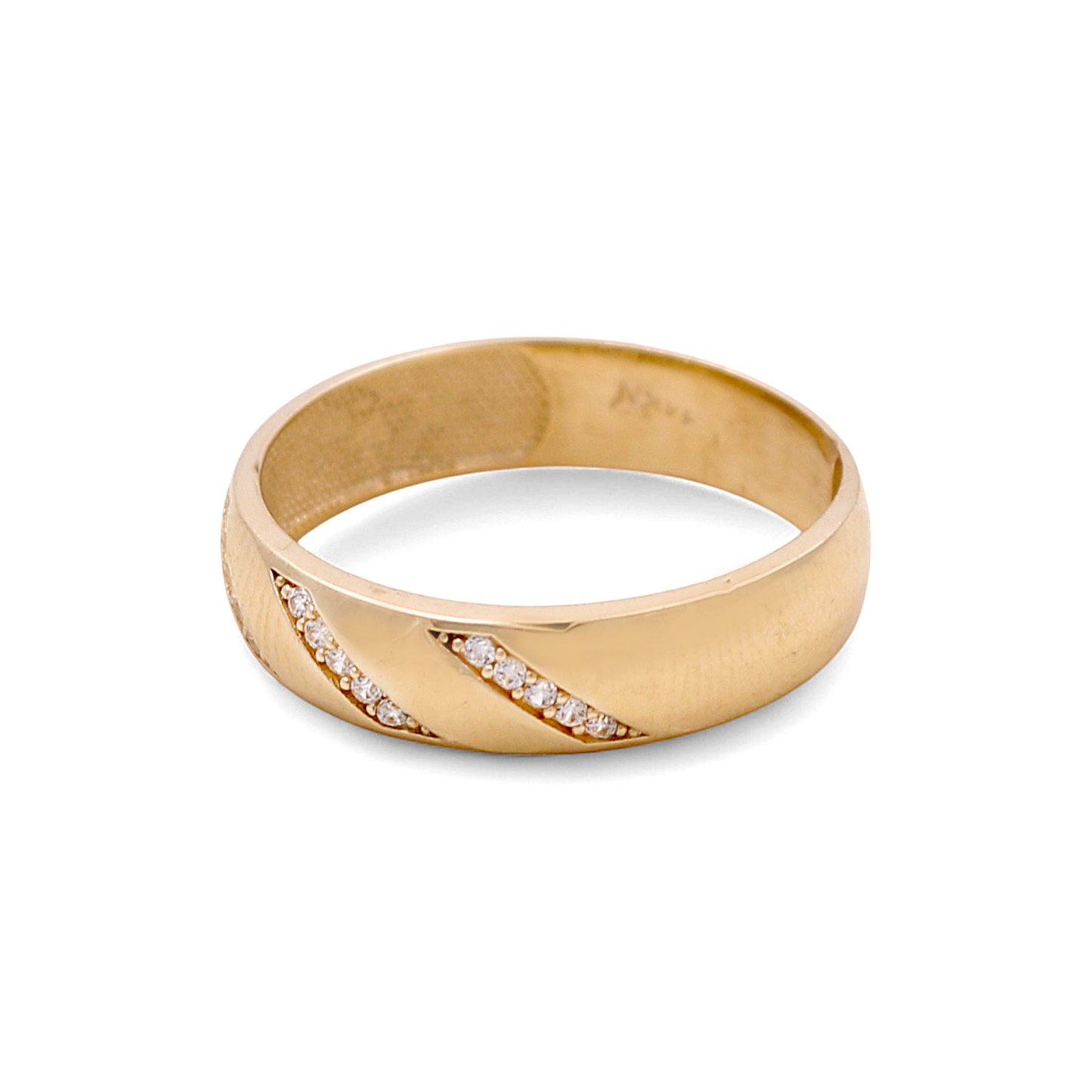 14K Yellow Gold Men’s Wedding Band / Stone: Cz / Size: 10 / Weight: 2.8 GR / DEEMWB4BS-4