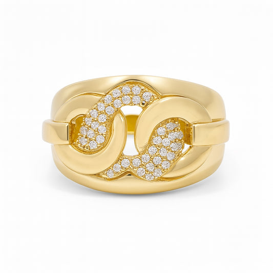 14K Yellow Gold Women's Fashion Heart Ring with Cz / Size: 8 / Weight: 4.6 GR / DOWR4HR-3
