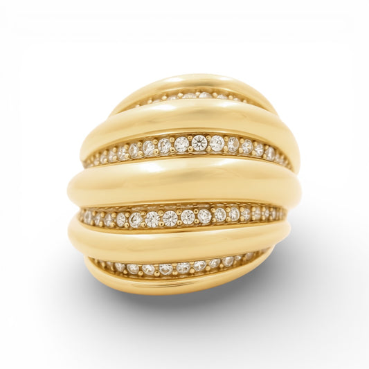 14K Yellow Gold Fashion Women's Ring with Cz / Size: 7.5 / Weight: 8.7 GR / FMR-81