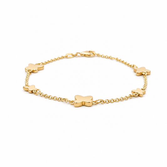 14K Yellow Gold Fashion Butterfly Women's Bracelets / Size: 7.50'' / Weight: 3.2 GR