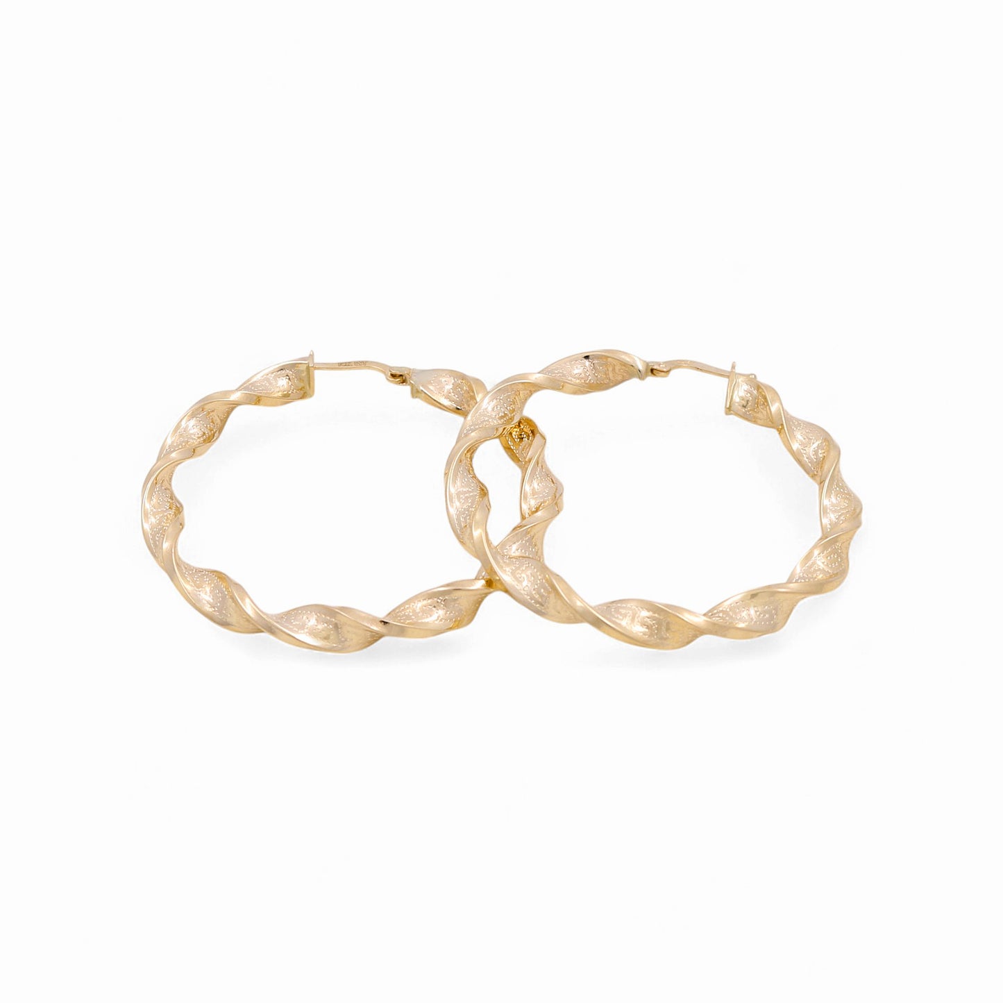 14K Yellow Gold Twist with Greek Hoops Earrings / Size:5mm X 41mm / Weight: 5.9 GR / KOEH4TRGR5x41
