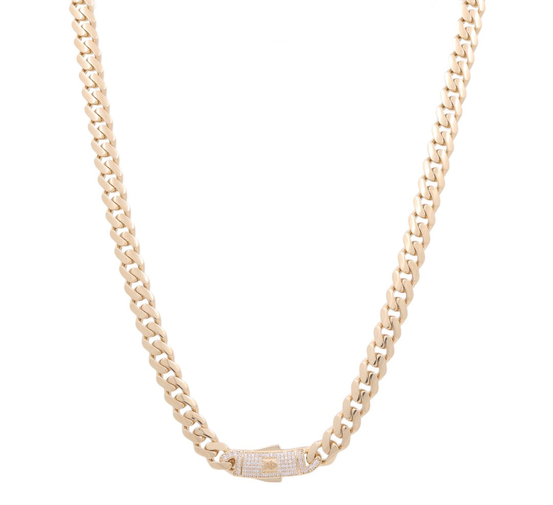 14K Yellow Gold Monaco Semisolid Chain / Stone: Cz / Size: 9mm 22" / Weight: 34.5 GR / COCH4MON9-22