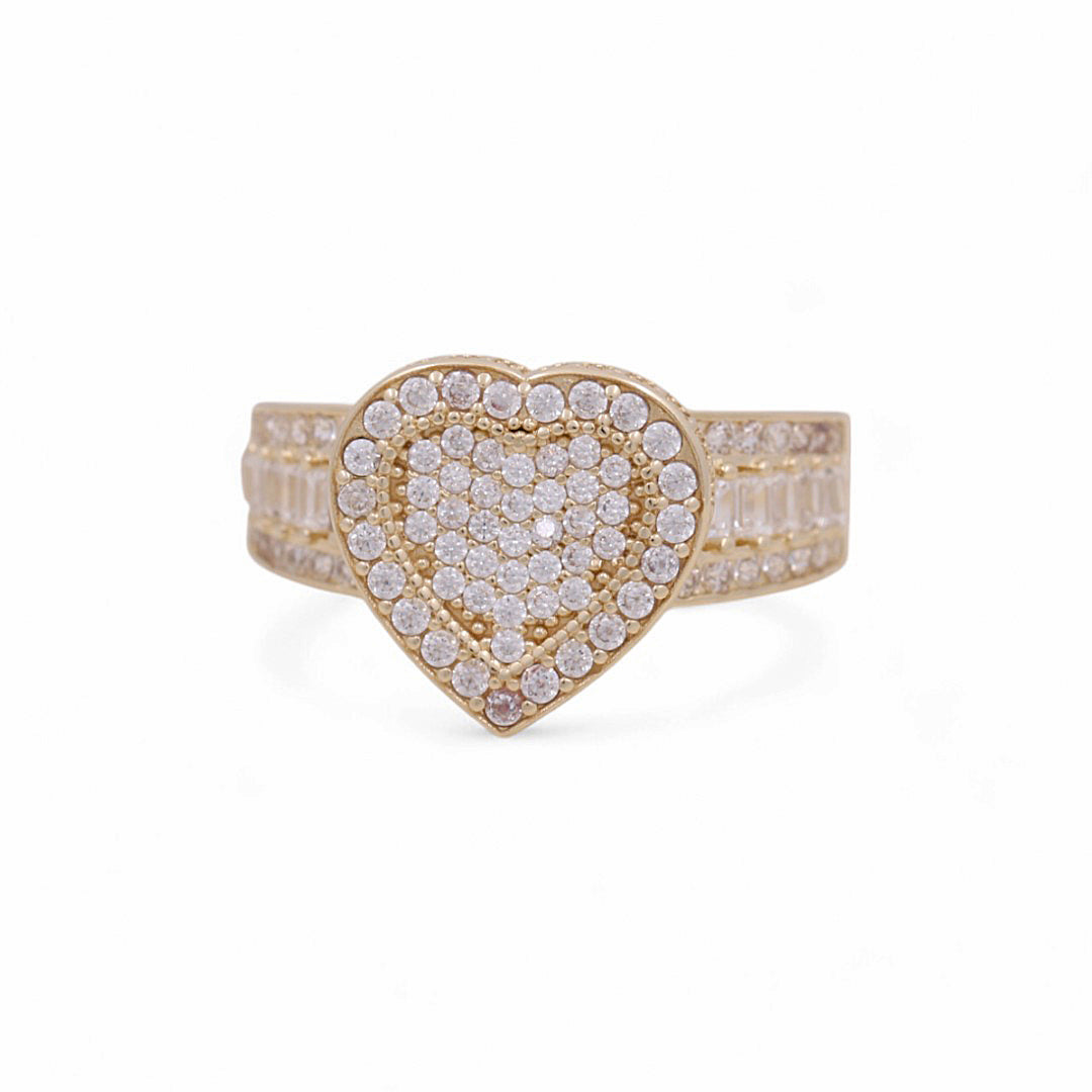 10K Yellow Gold Heart Women's Ring / CZ / Size: 8 / Weight: 3.4 GR / DPWR0HR-4