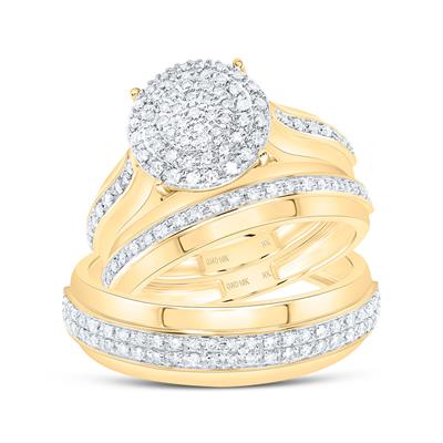 10K Yellow Gold Diamond Trio Wedding Set / Stone: 1/2 CTW / Size: 7 & 10 / 197939