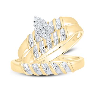 10K Yellow Gold Dimaond Trio Set  / Size: Sz :7& Sz:10 / 15911