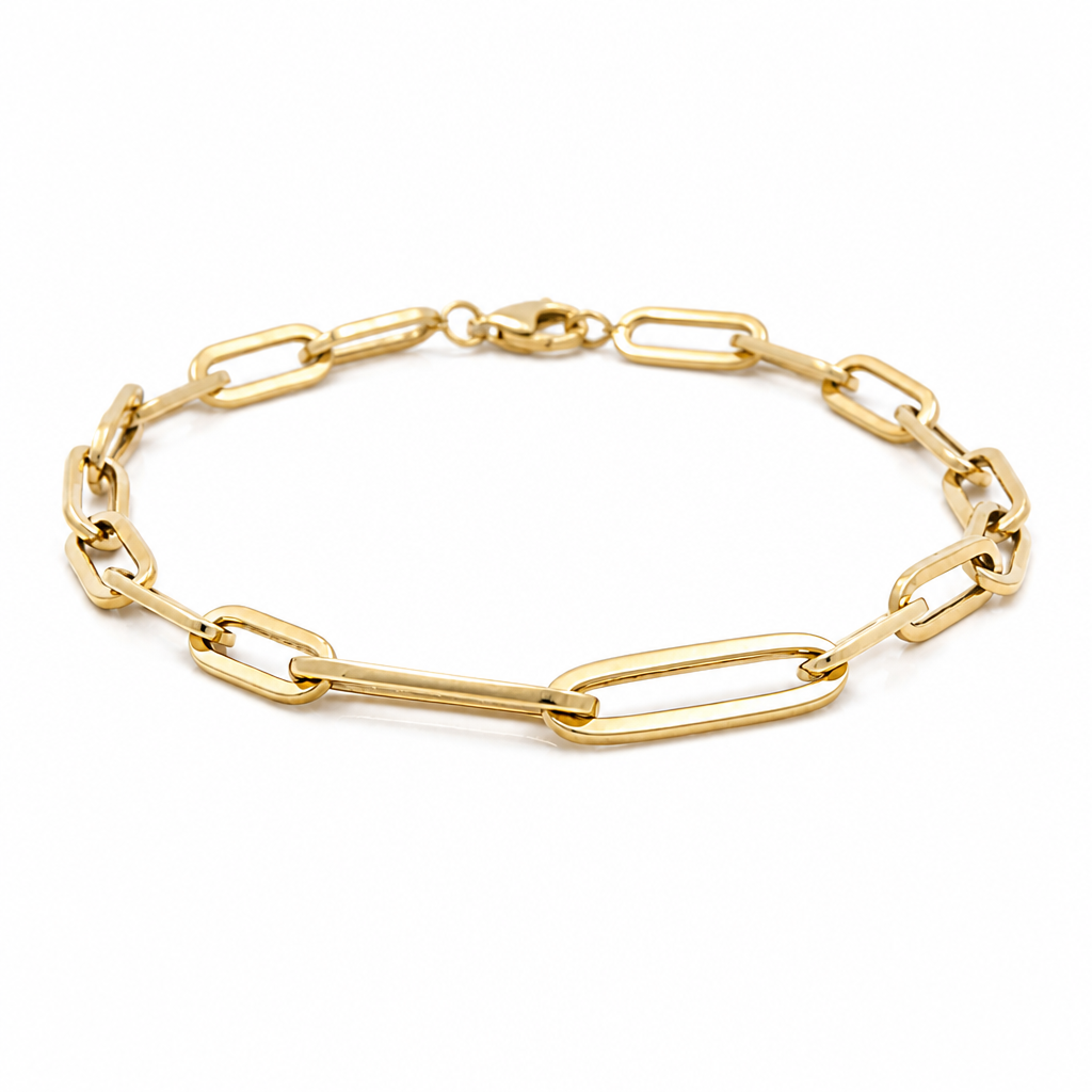 10K Yellow Gold Fashion Paper Clip Link Women's Bracelet / Size: 8" / Weight: 2.5 GR / DQWB0PC-1