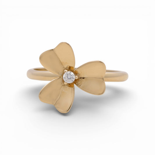 14K Yellow Gold Flower Women's Ring with Cz / Size: 7.5 / Weight: 1.9 GR / P55R-92