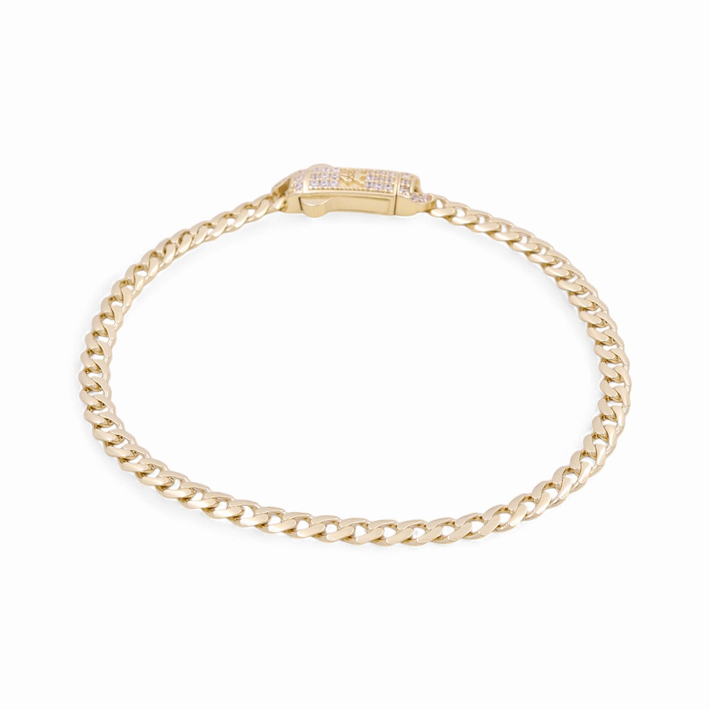 14K Yellow Gold Semisolid Monaco Anklet Bracelet / Stone: Cz / Size: 5mm 10" / Weight: 12.5 GR / MOAB4MON5-10