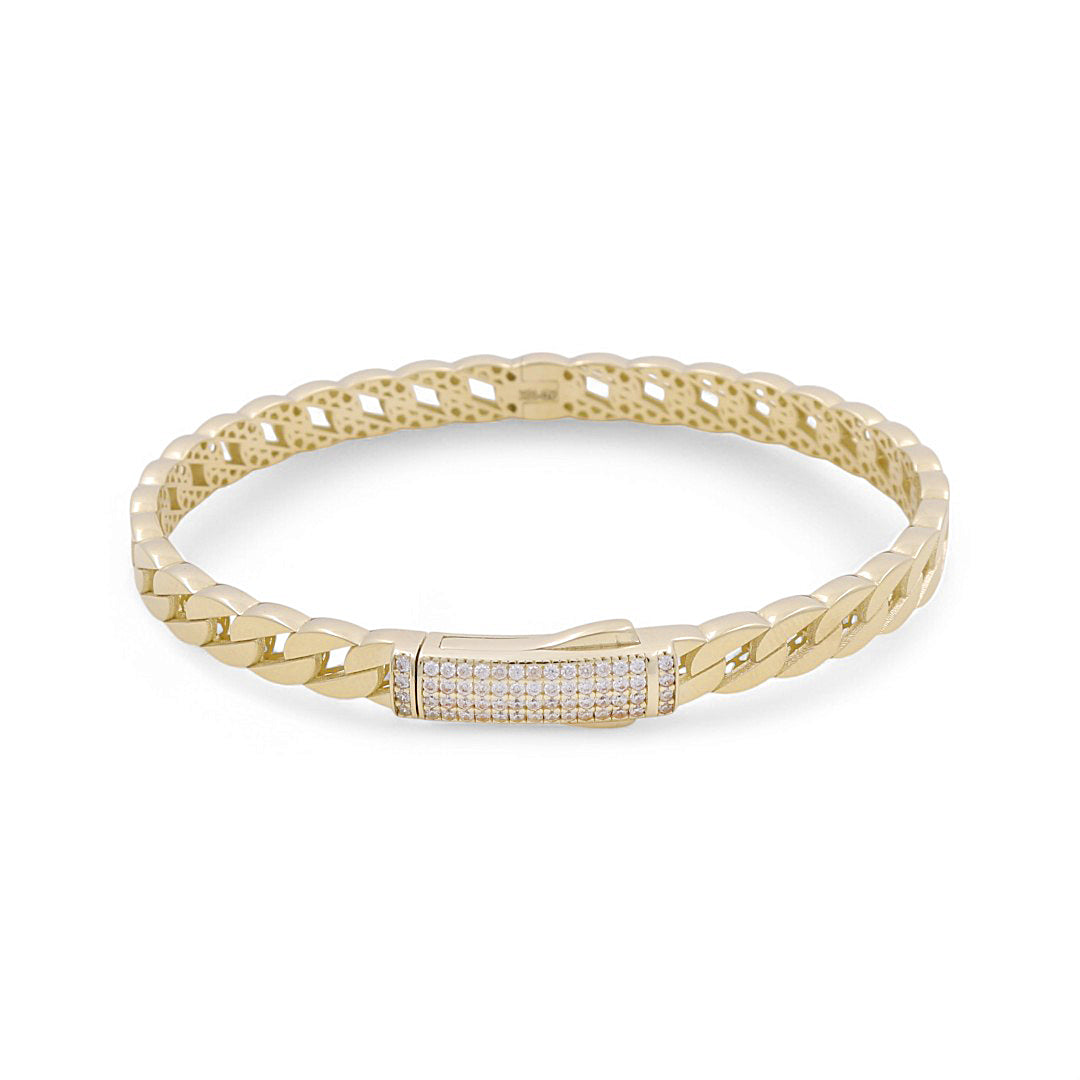 10K Yellow Gold Semisolid Monaco Women’s Bangle Bracelet with Cz / Weight: 9.9 GR