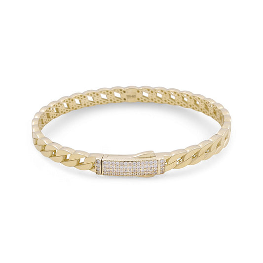 10K Yellow Gold Semisolid Monaco Women’s Bangle Bracelet with Cz / Weight: 10 GR